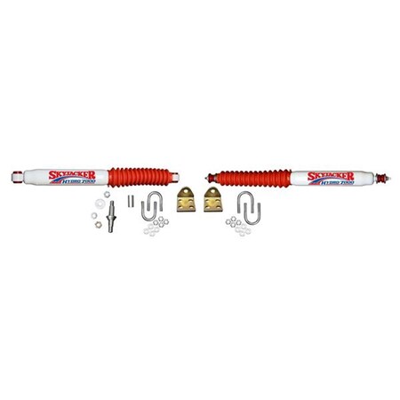 Dual Steering Stabilizer- White With Red Shock Boot And Bracket